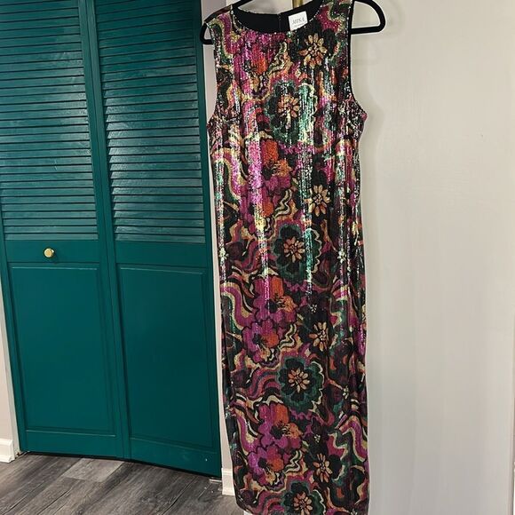 MISA NWT Nakia Floral Grove sequin dress - M/L - Picture 7 of 12